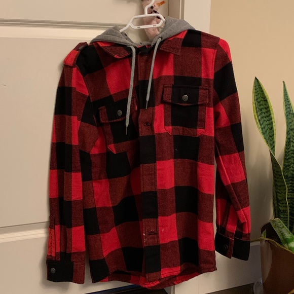 Glamour Kills Red & Black Hooded Flannel Jacket - Picture 3 of 4